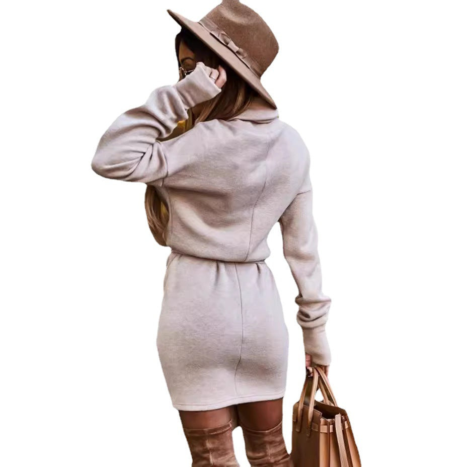 Ladies Casual Double Collar Dress