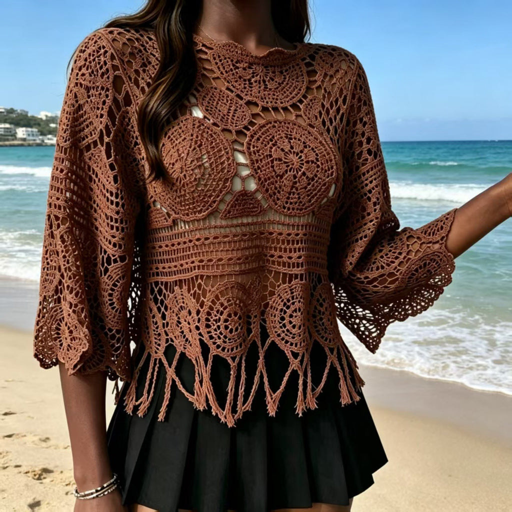 Crochet Openwork Knit Top