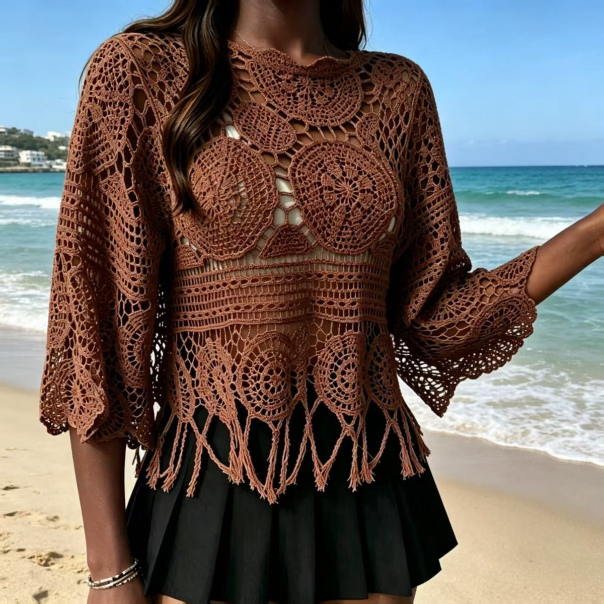 Crochet Openwork Knit Top