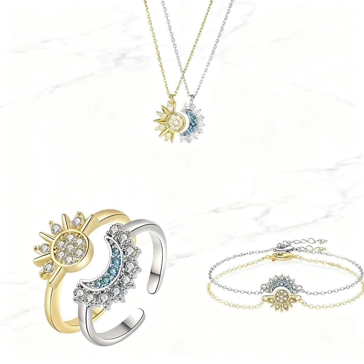 Sun And Moon Dual-Effect Stacked necklace