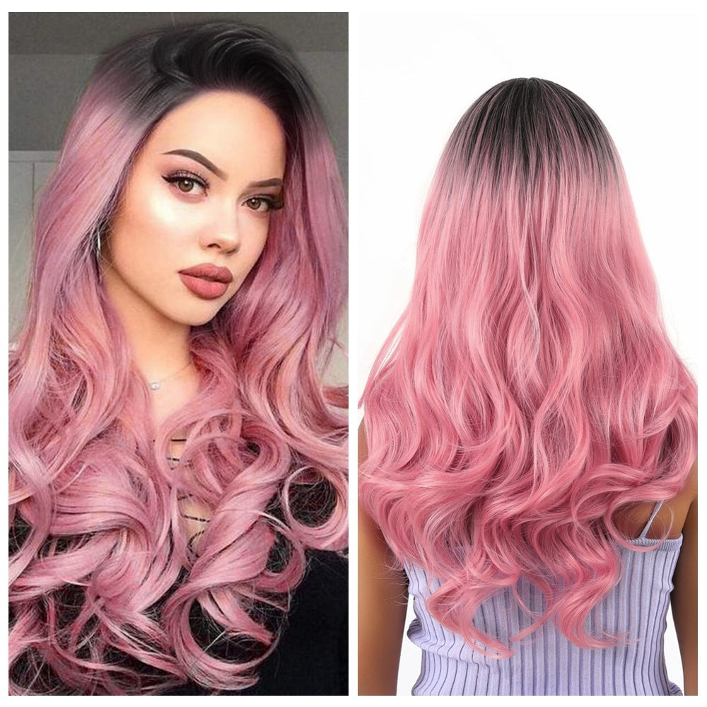 Mid-length curly hair dyed wig