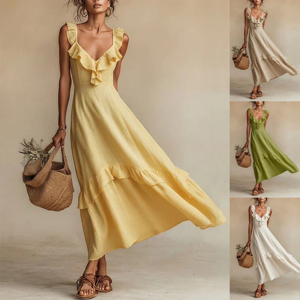 Ruffled Flutter Sleeves Dress