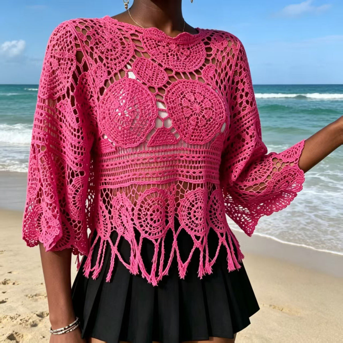 Crochet Openwork Knit Top