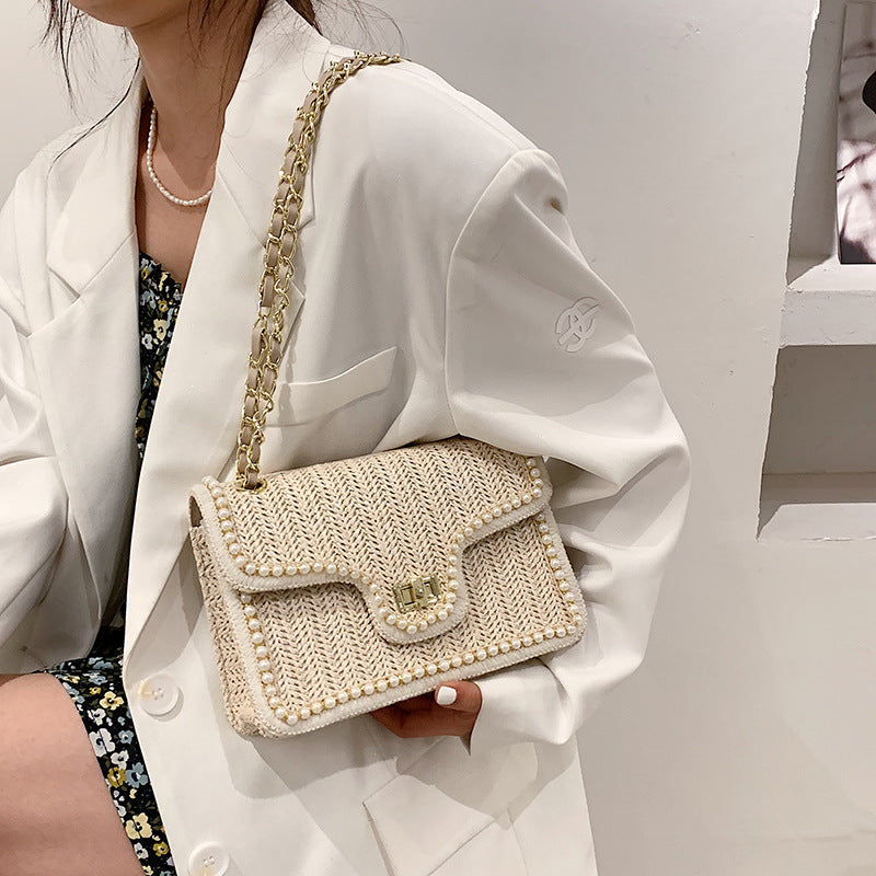 Shoulder Messenger Chain Straw Bag