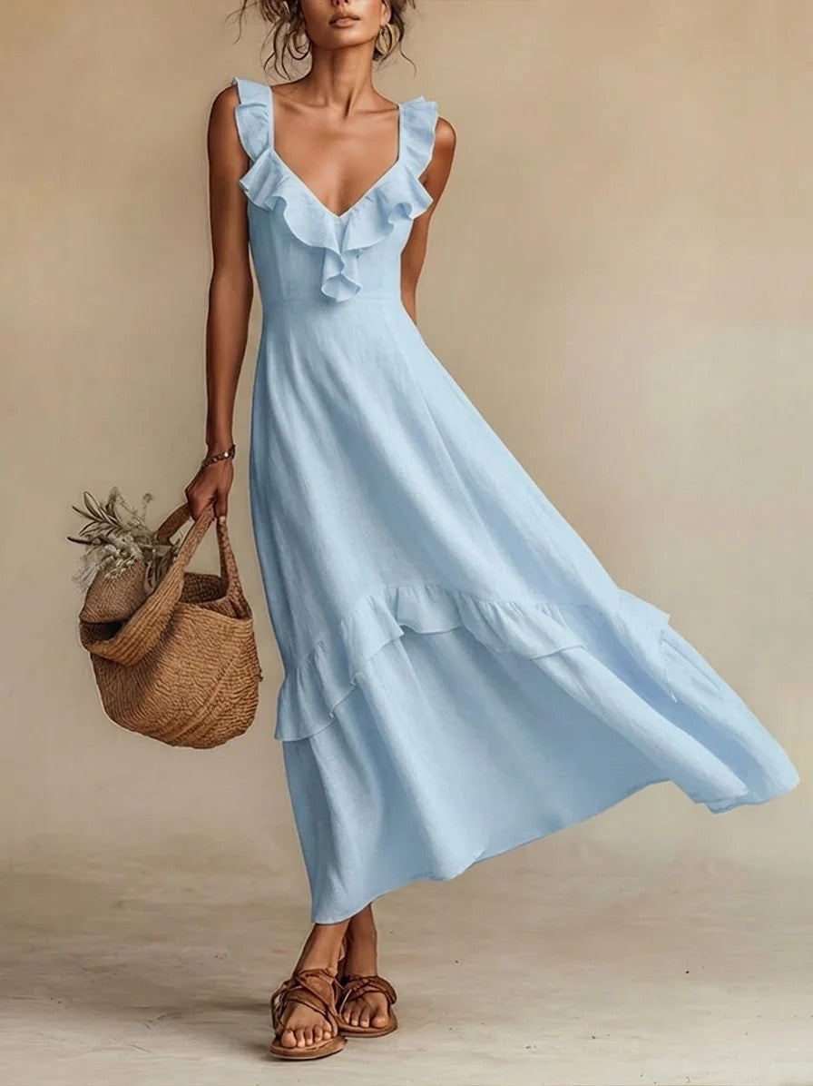 Ruffled Flutter Sleeves Dress