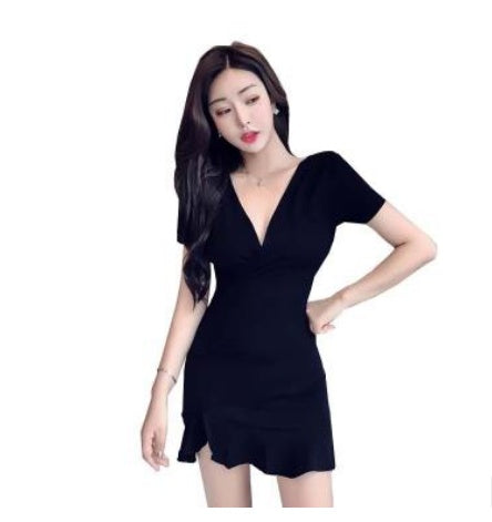 V-neck Hip High  Fish Tail Dress