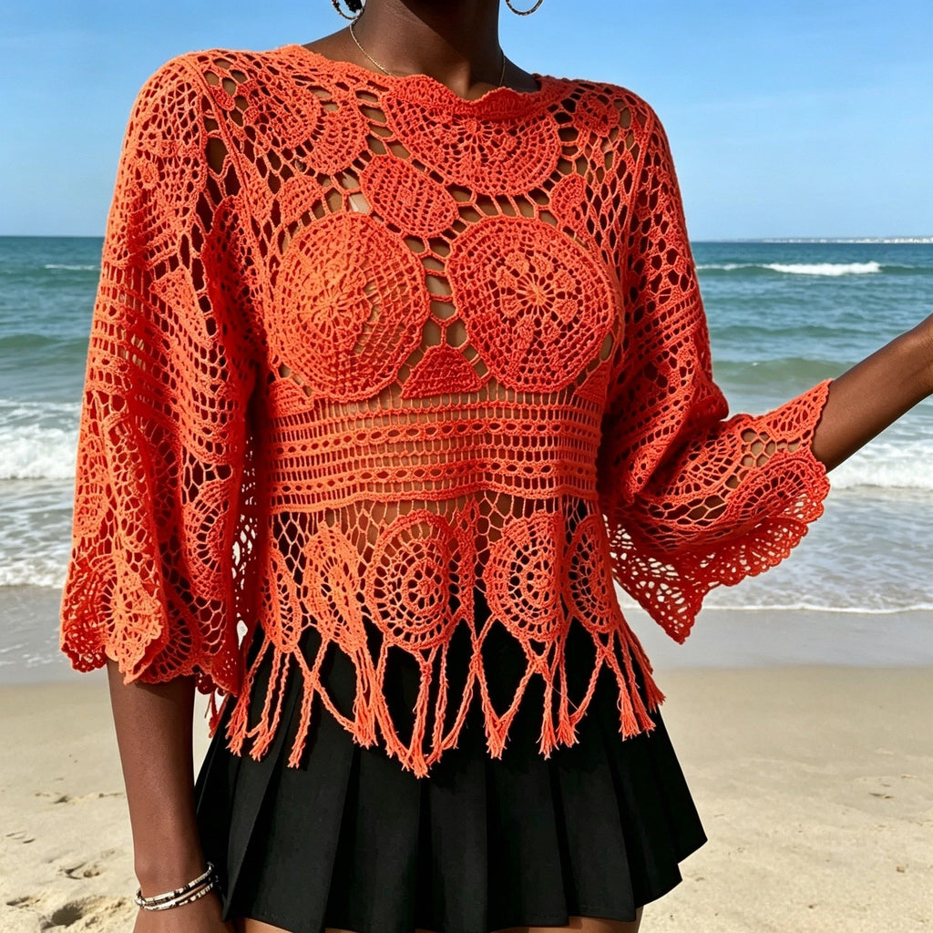 Crochet Openwork Knit Top