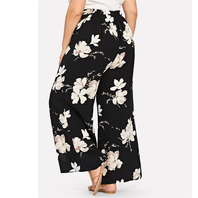 Loose tie-print pant