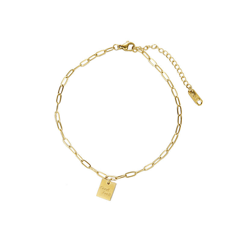 Square Plate Goodluck Letter Anklet