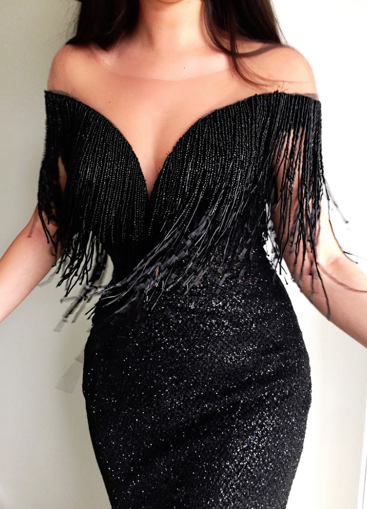Explosion models black sequins Dress