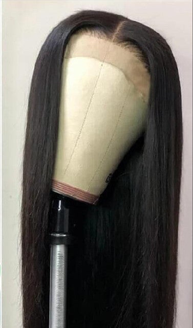 Front Lace Wig  Mid-Point Black Long Straight Hair