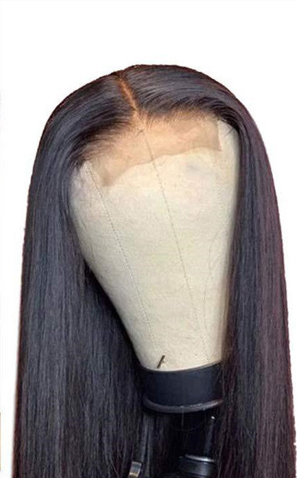 Front Lace Wig  Mid-Point Black Long Straight Hair