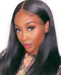 Front Lace Wig  Mid-Point Black Long Straight Hair