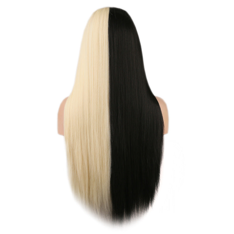 Black And White Two-tone Long Straight Hair Wig