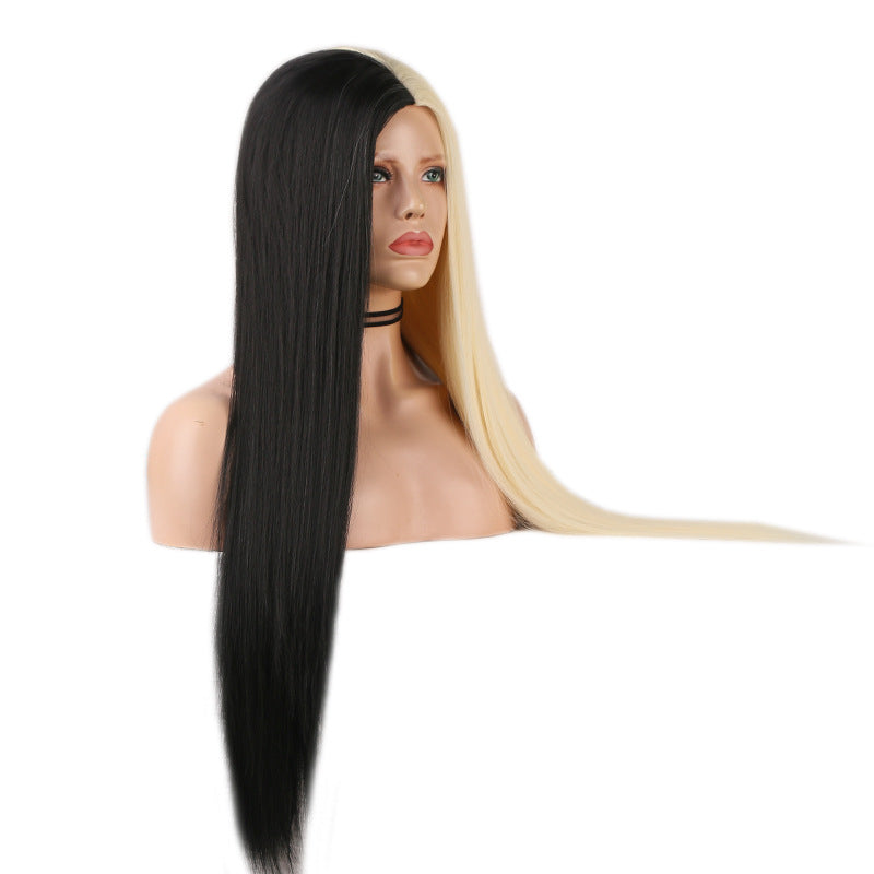 Black And White Two-tone Long Straight Hair Wig