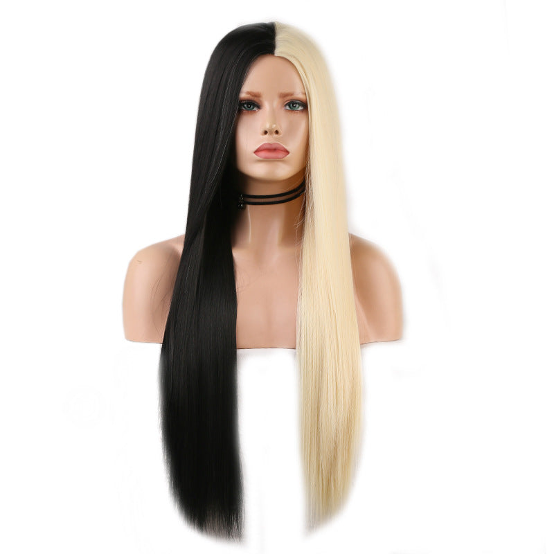 Black And White Two-tone Long Straight Hair Wig