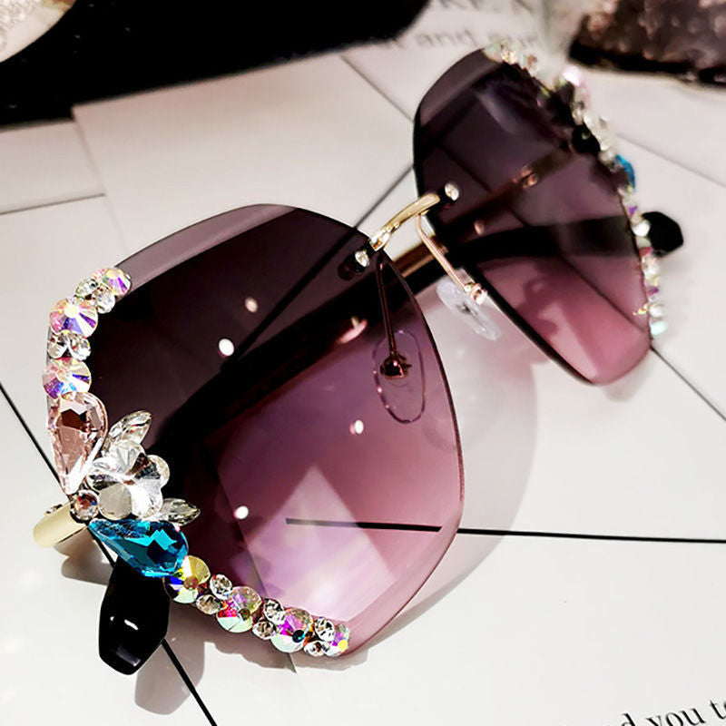 Colour Rhinestone Square Sunglasses