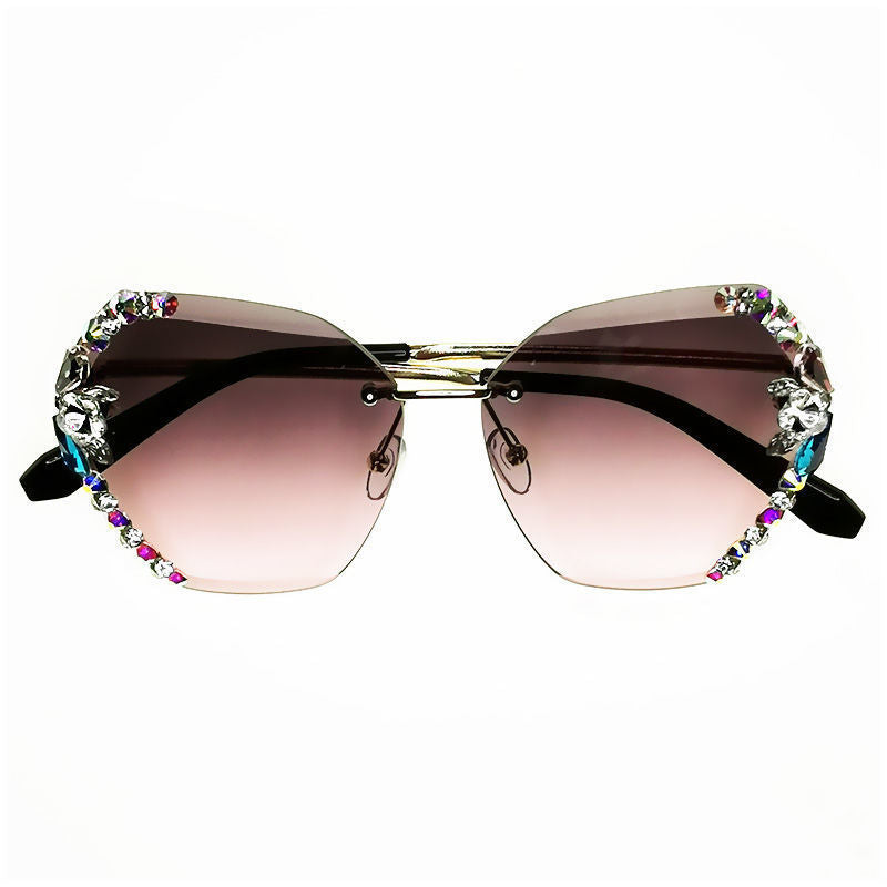 Colour Rhinestone Square Sunglasses