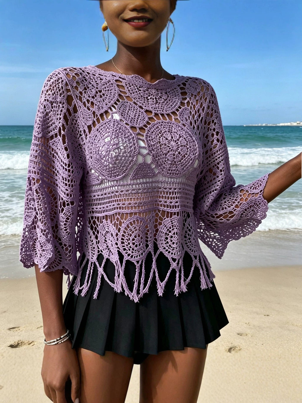 Crochet Openwork Knit Top