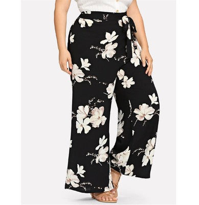 Loose tie-print pant