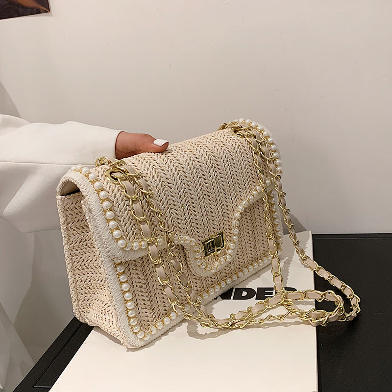 Shoulder Messenger Chain Straw Bag