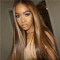 Brown pick golden long hair synthetic headgear