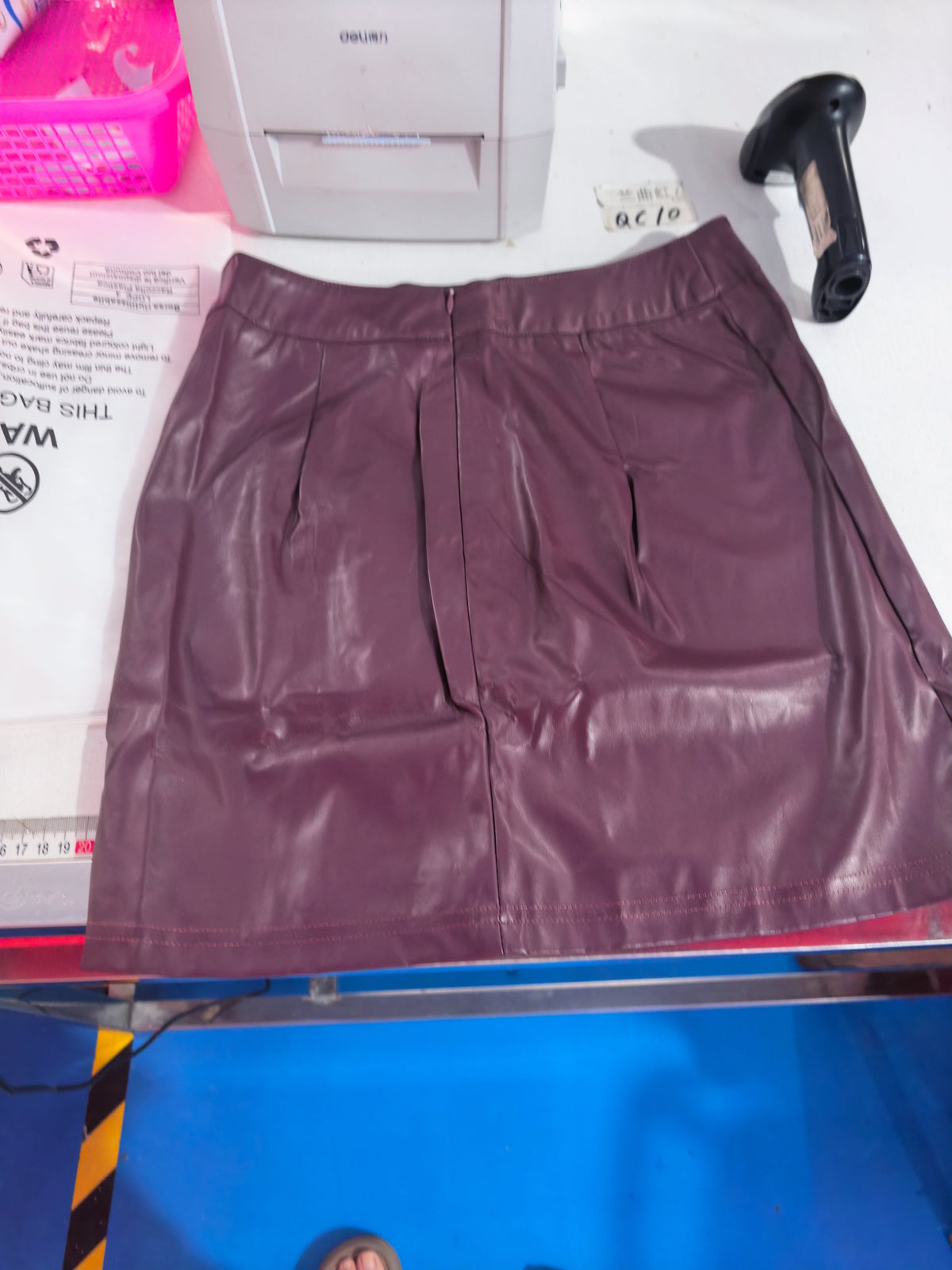 Slit Mini A-line High-waist PU Leather Skort