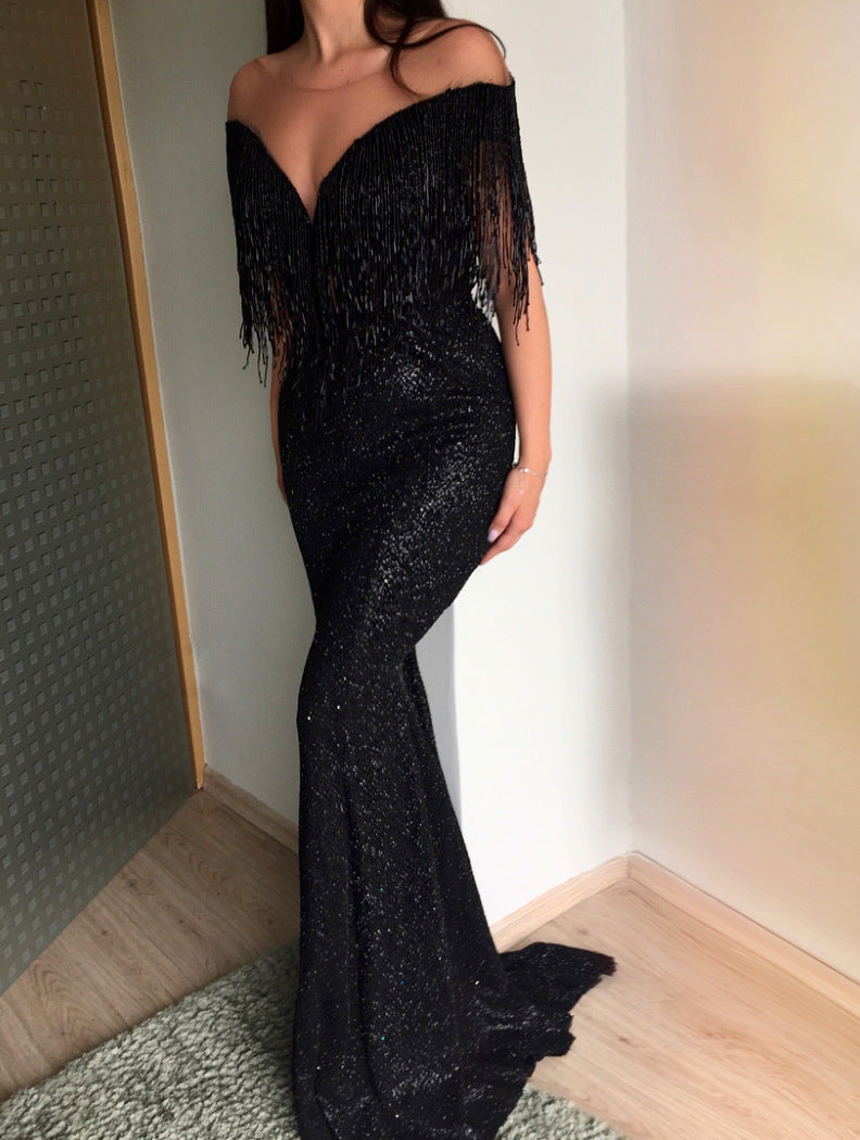 Explosion models black sequins Dress