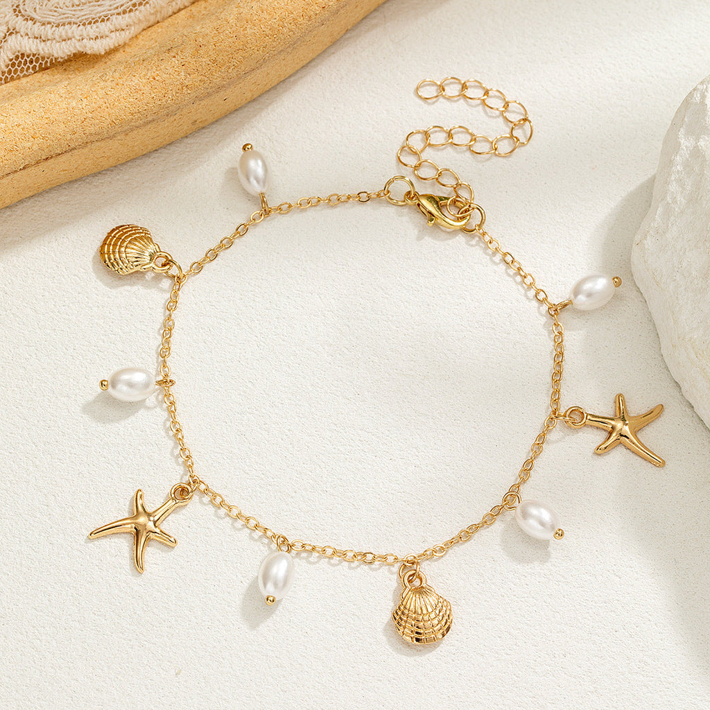 Adjustable Alloy Starfish Pendant Anklet