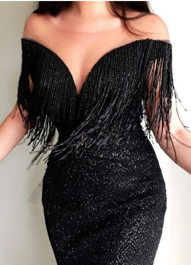 Explosion models black sequins Dress