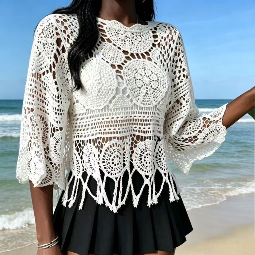 Crochet Openwork Knit Top