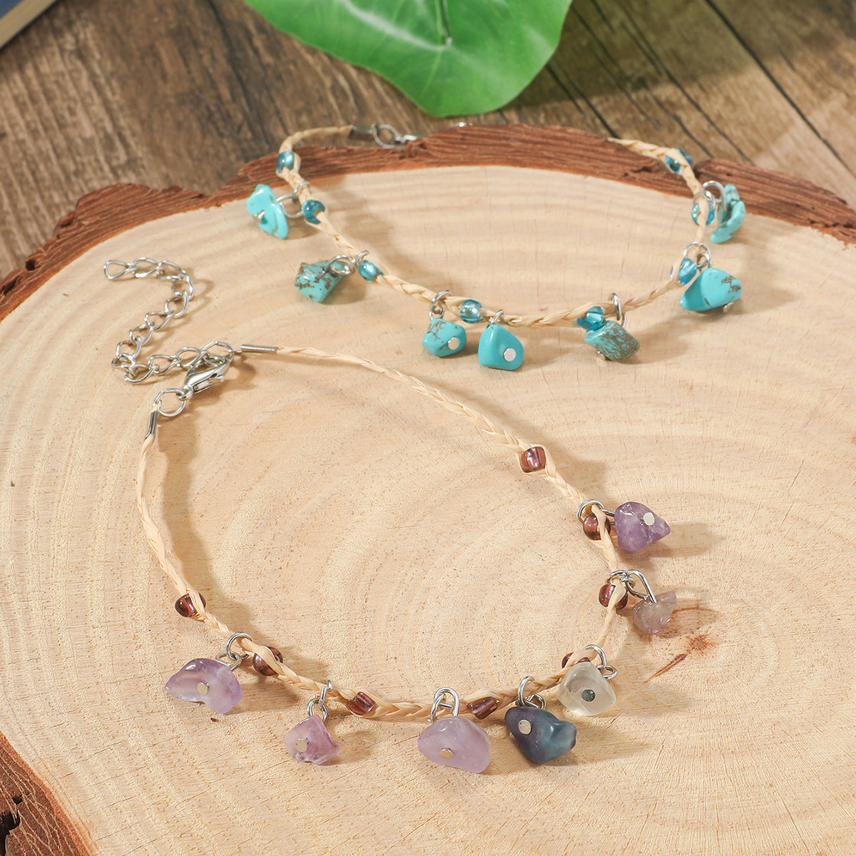 Bohemian Multicolor Pebble Anklet