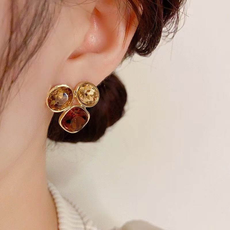 Colorful Geometric Zircon Earrings