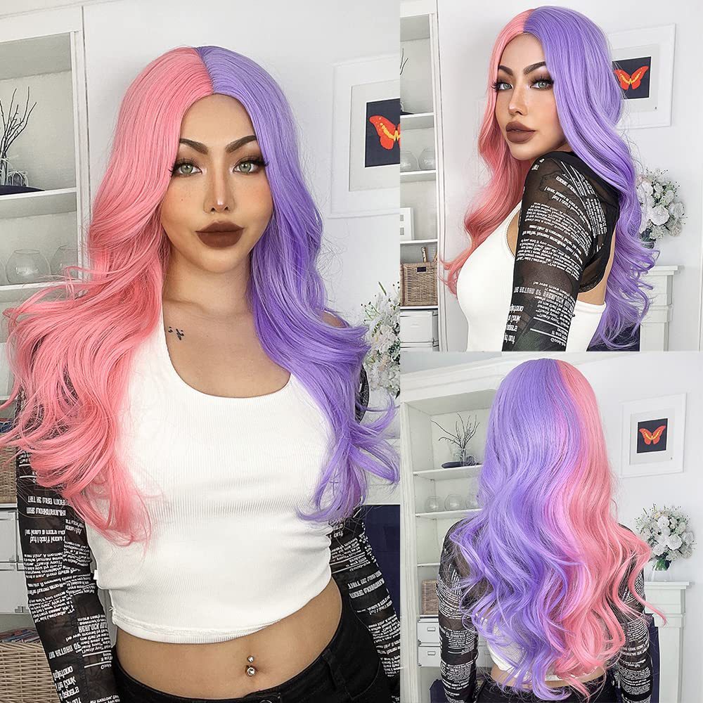 Blonde Middle-parted Small-curl Long Wavy Wig