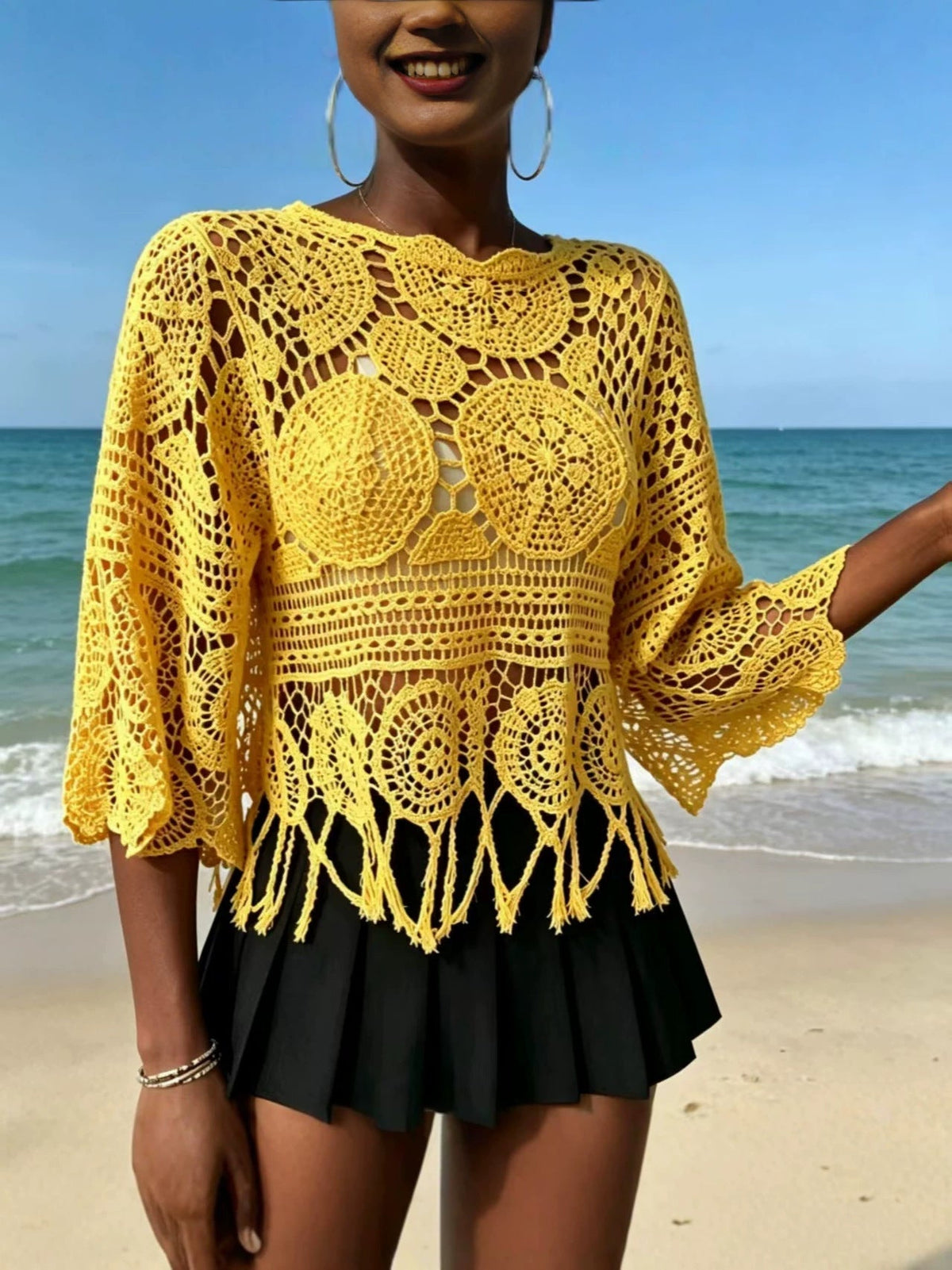 Crochet Openwork Knit Top
