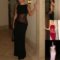 Stitching Lace Mid Waist See-through Dress