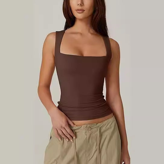 Square-neck Tank Vest Slim Top