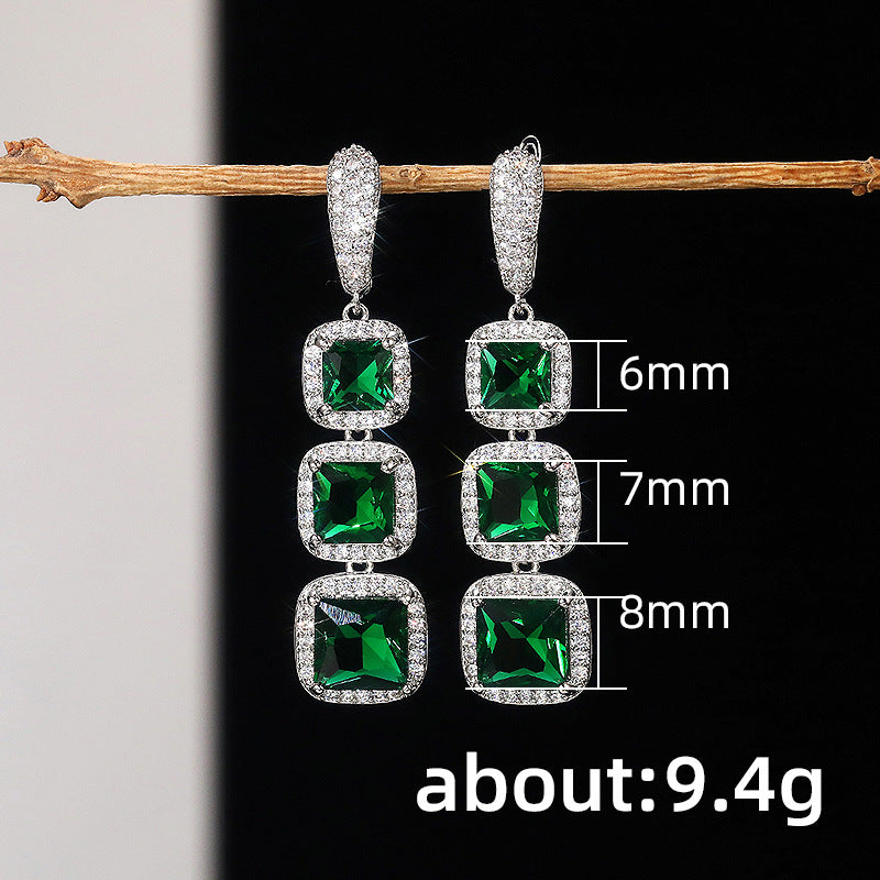 Shiny Square Zircon Earrings