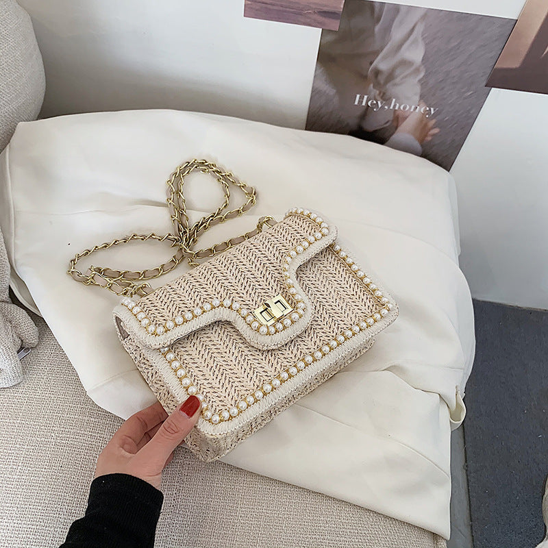Shoulder Messenger Chain Straw Bag