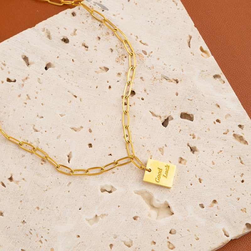 Square Plate Goodluck Letter Anklet