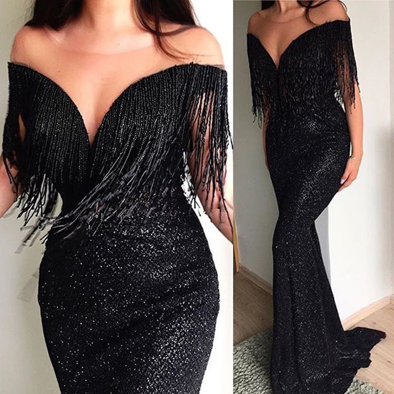 Explosion models black sequins Dress