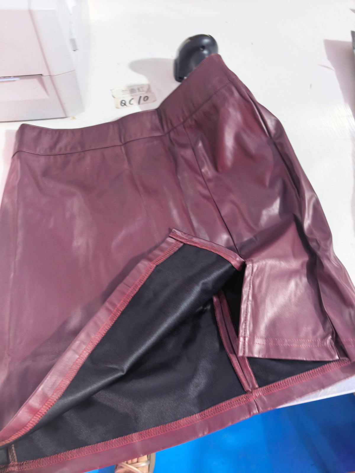 Slit Mini A-line High-waist PU Leather Skort