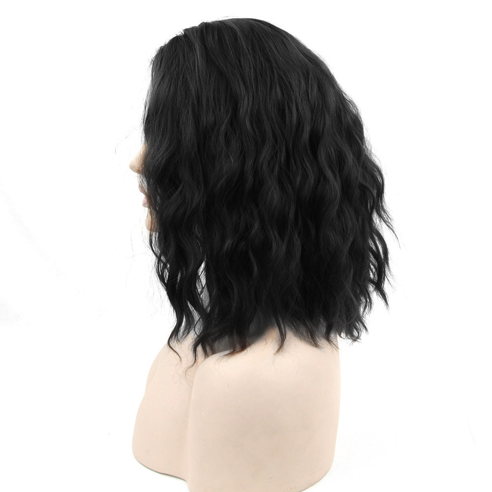 Black Silk Short Hair Cosplay Wig Headgear