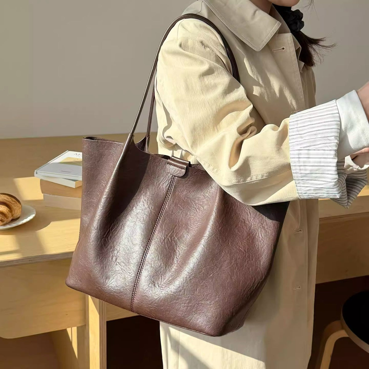 Soft-leather Underarm Shoulder Bag