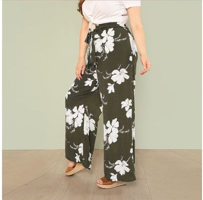 Loose tie-print pant