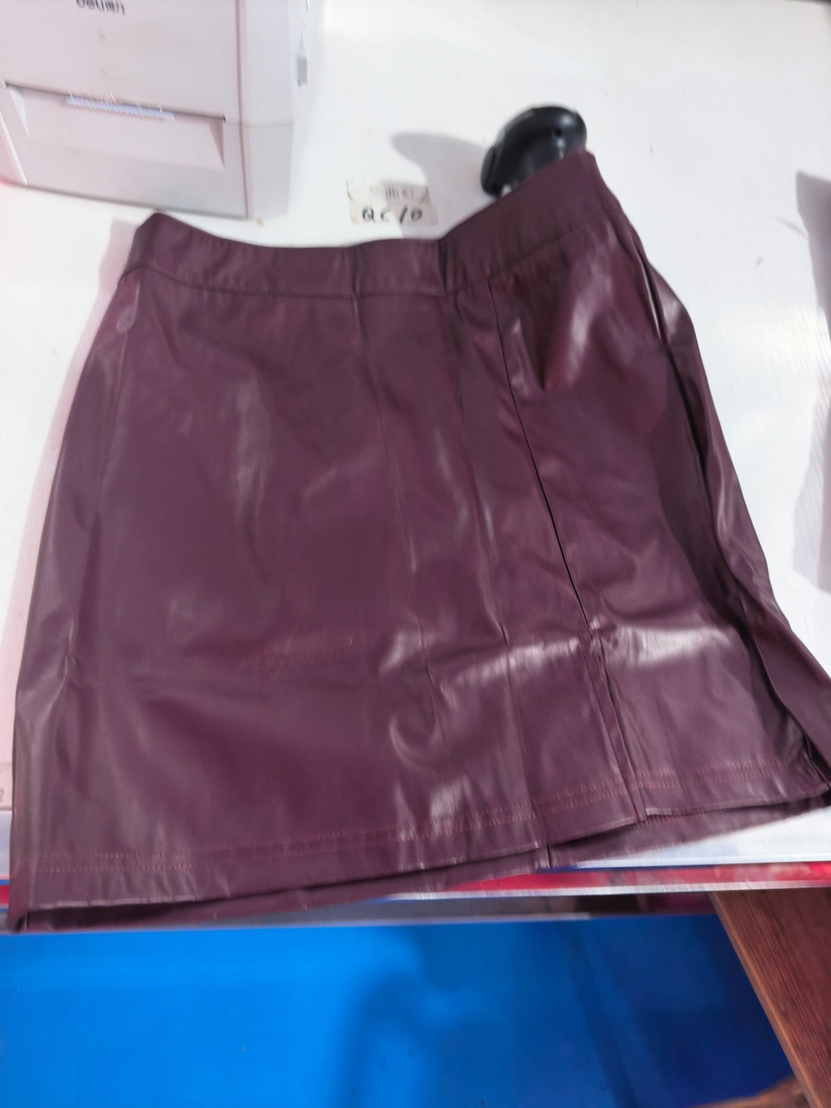 Slit Mini A-line High-waist PU Leather Skort