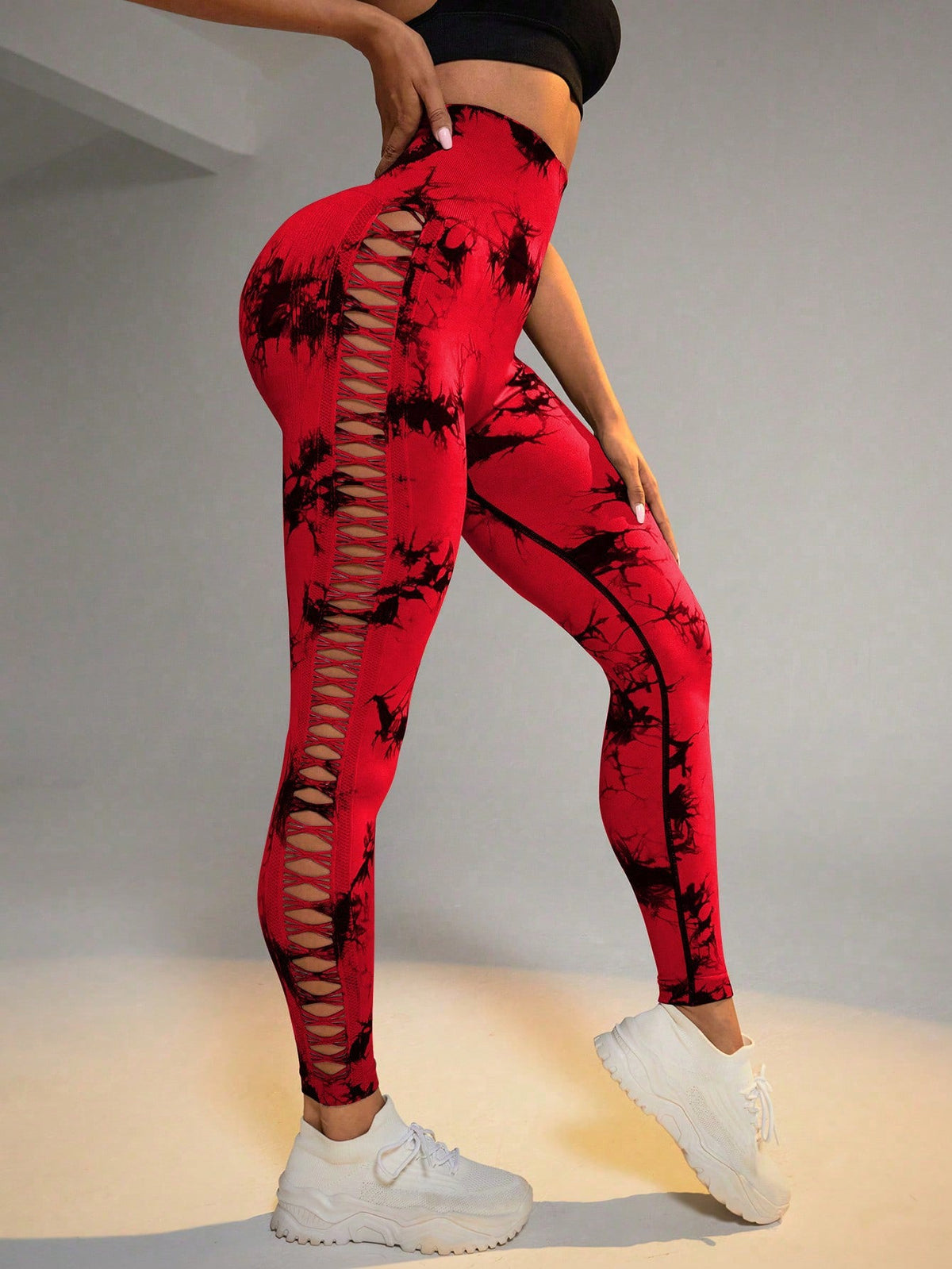 Hollow Tie Dye Printed Yoga Pant