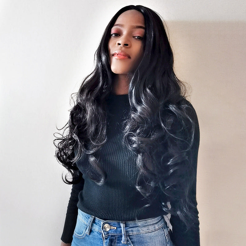 Long Curly Black Wavy African Wig
