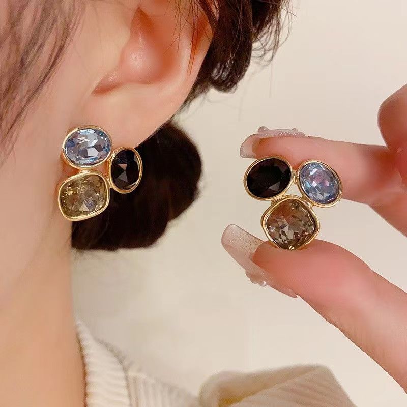 Colorful Geometric Zircon Earrings