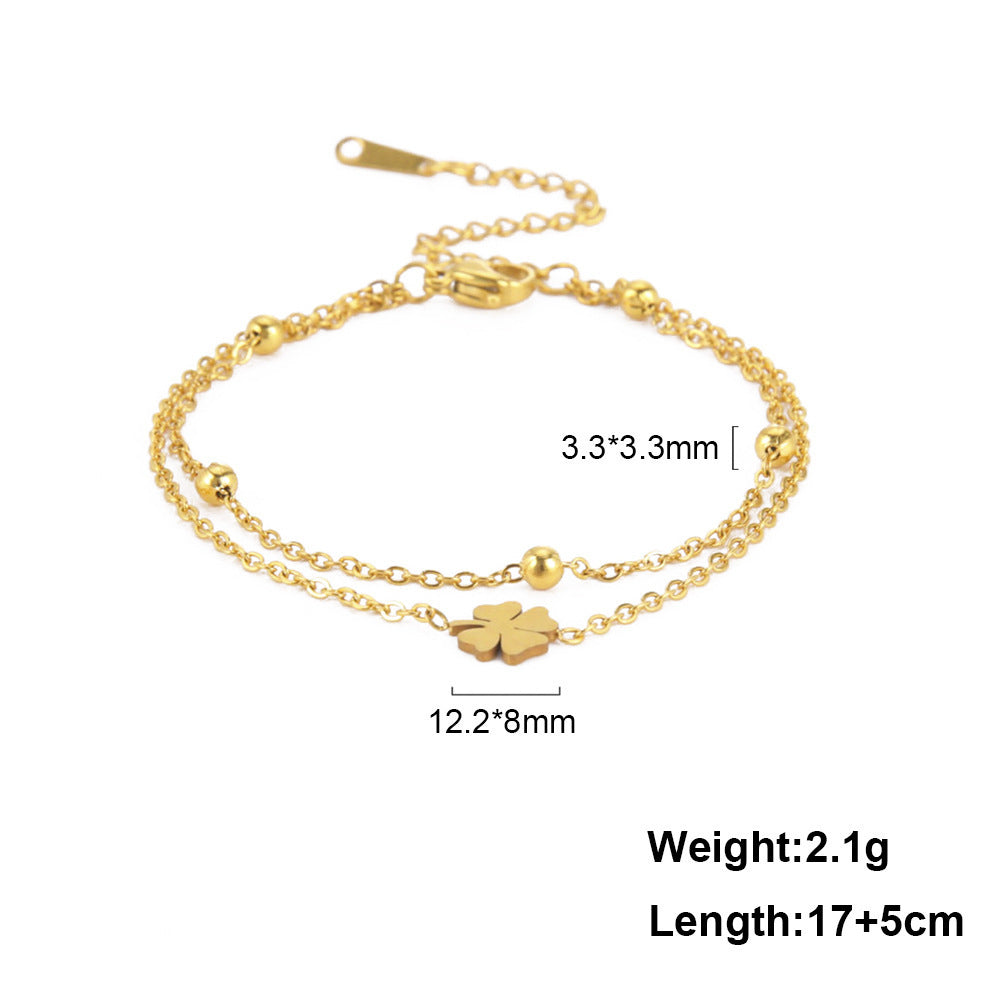 Cut Clover Charm Double-layer Ankle